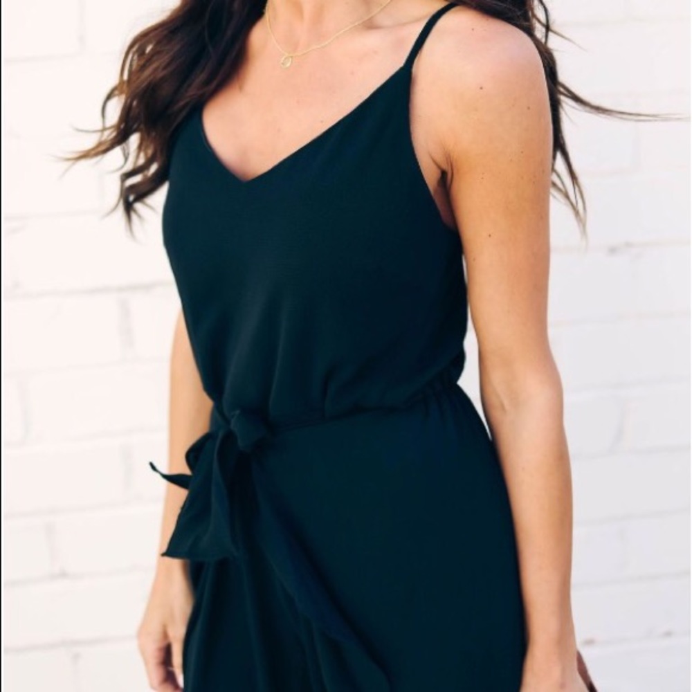 $ FIRM 🌷Black Cami Ruffled Wrap Jumpsuit - Picture 3 of 5